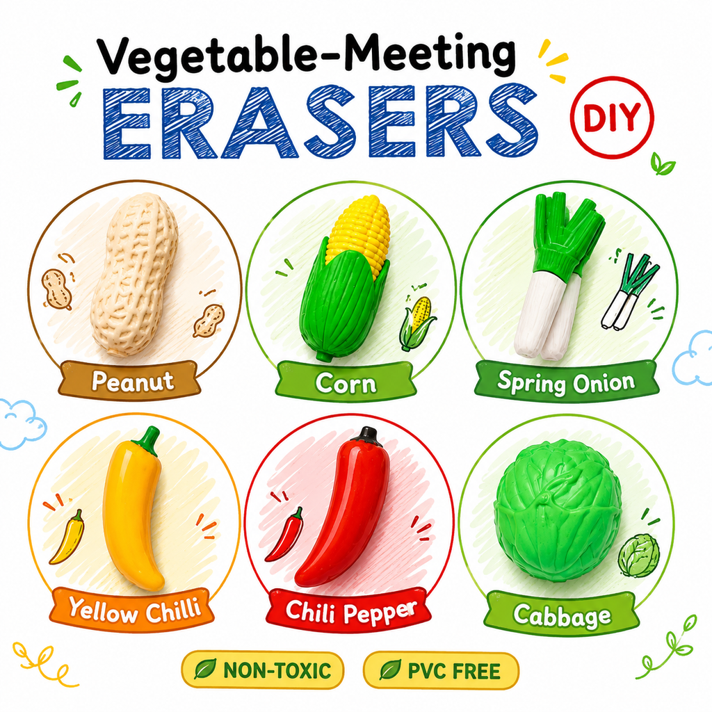 Vegetable-Meeting 3D Puzzle Eraser Set (12-Piece Pack)