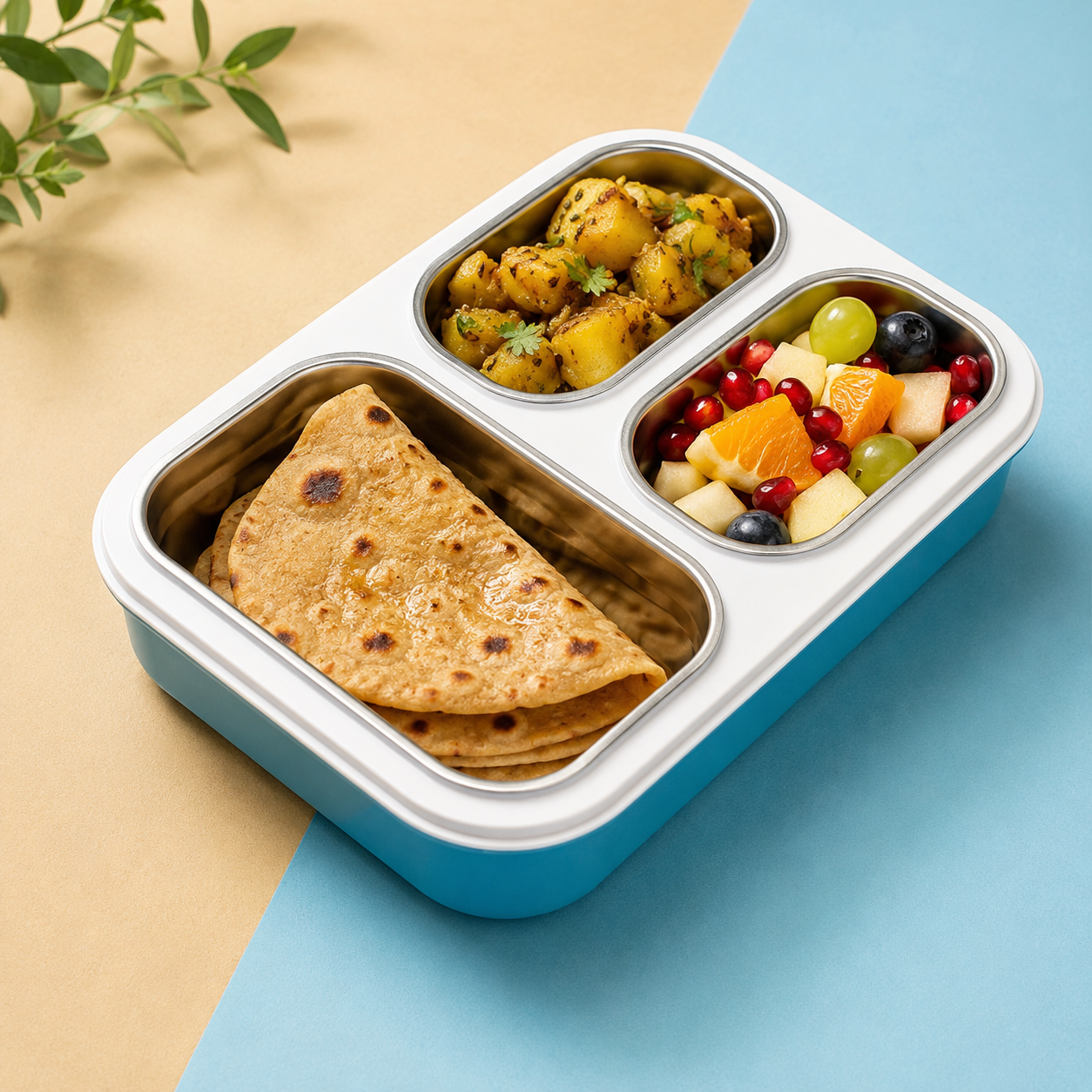Gibo Premium Stainless Steel Bento Lunch Box (Sky Blue)