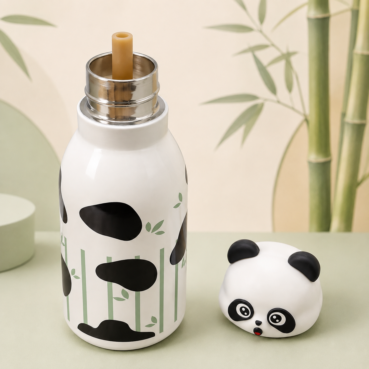 3D Panda 450ml 2-in-1 Insulated Bottle