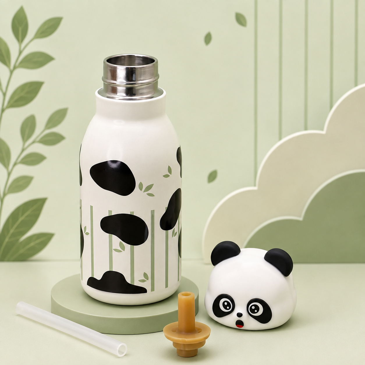 3D Panda 450ml 2-in-1 Insulated Bottle