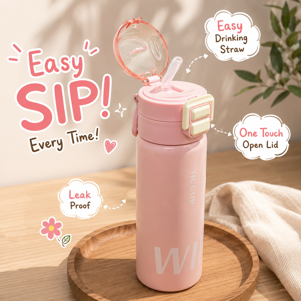 500ml WIN Dual-Drink Bottle – Pink