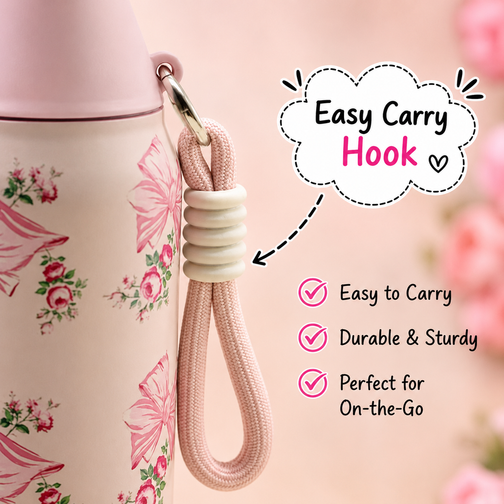 18oz Floral Insulated Water Bottle – Blush Pink