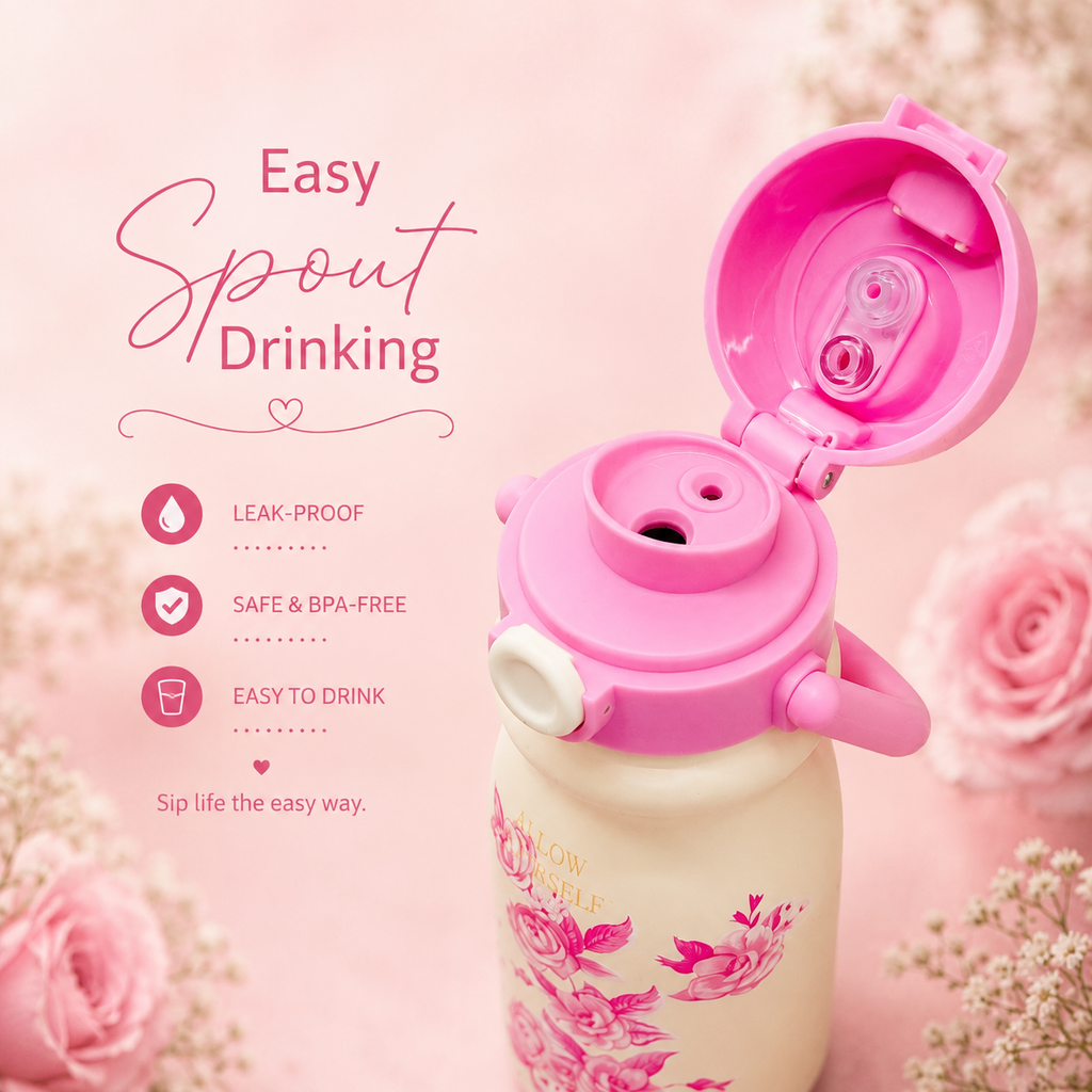 500ml Flower Insulated Steel Bottle – Pink