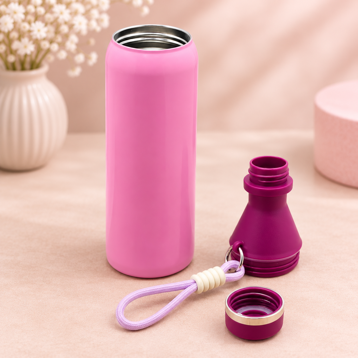 Premium Insulated Bottle – Pink & Maroon | 530ml