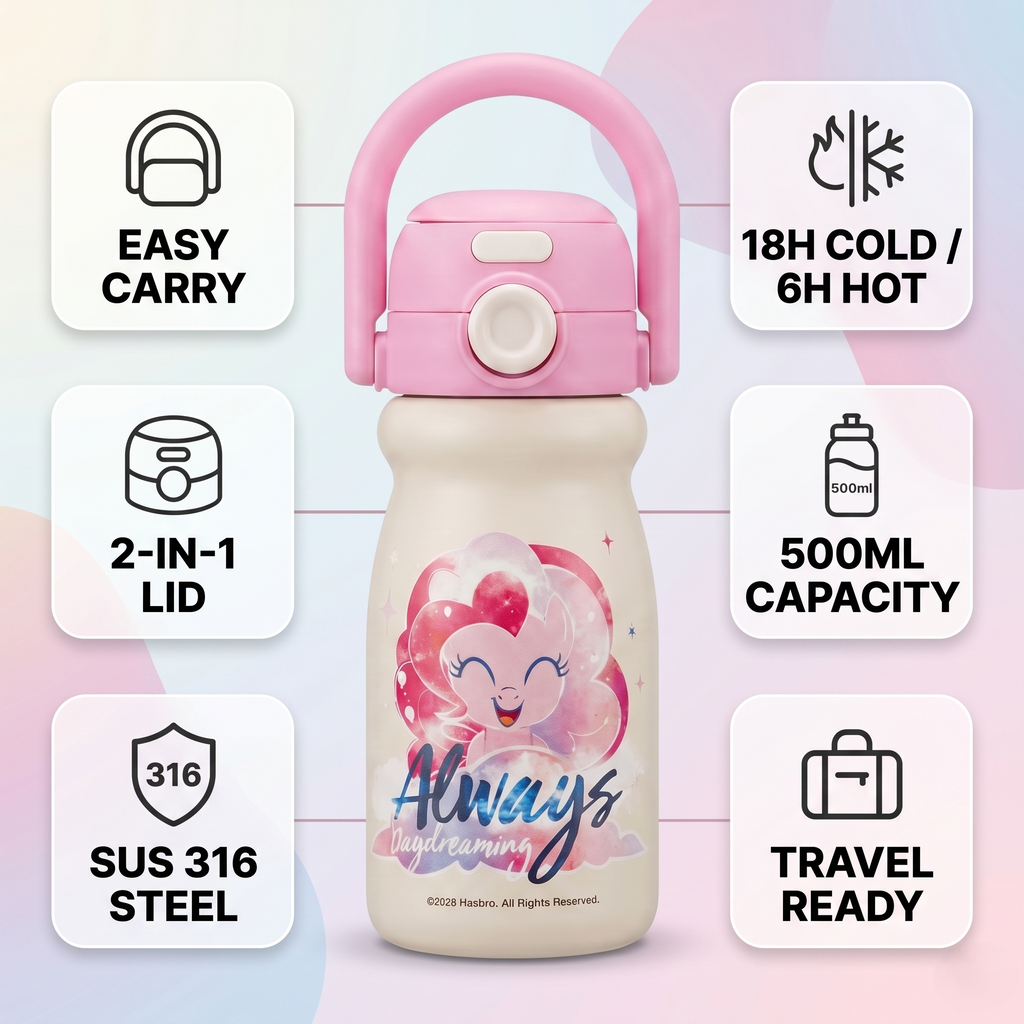 Pinkie Pie 500ml Insulated Water Bottle