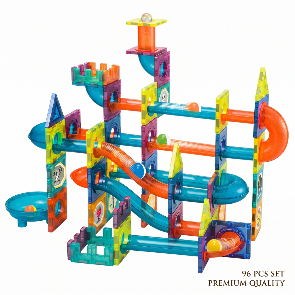 Magic Magnetic Blocks | 96-Piece 3D STEAM Marble Run & Building Set