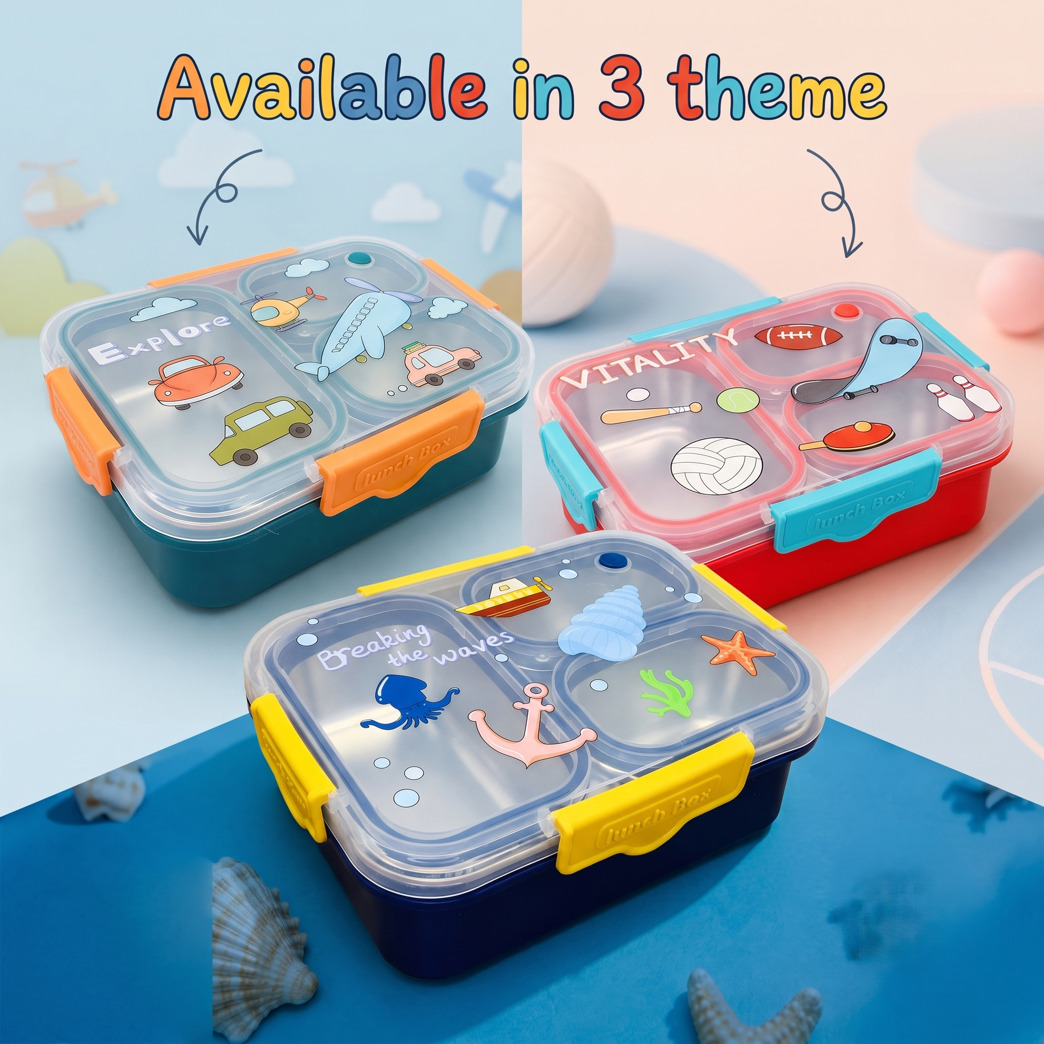 Premium 800mL Stainless Steel Kids Bento Box (Sports Vitality)