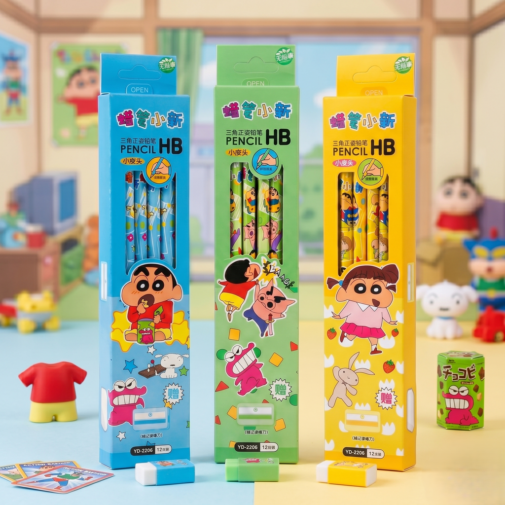 Shinchan Yellow Premium Wooden Pencil Set