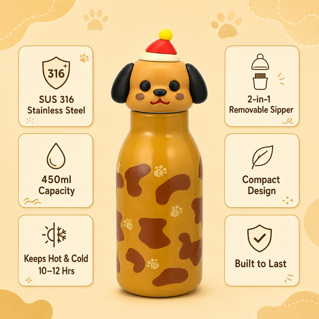 3D Puppy 450ml 2-in-1 Insulated Bottle