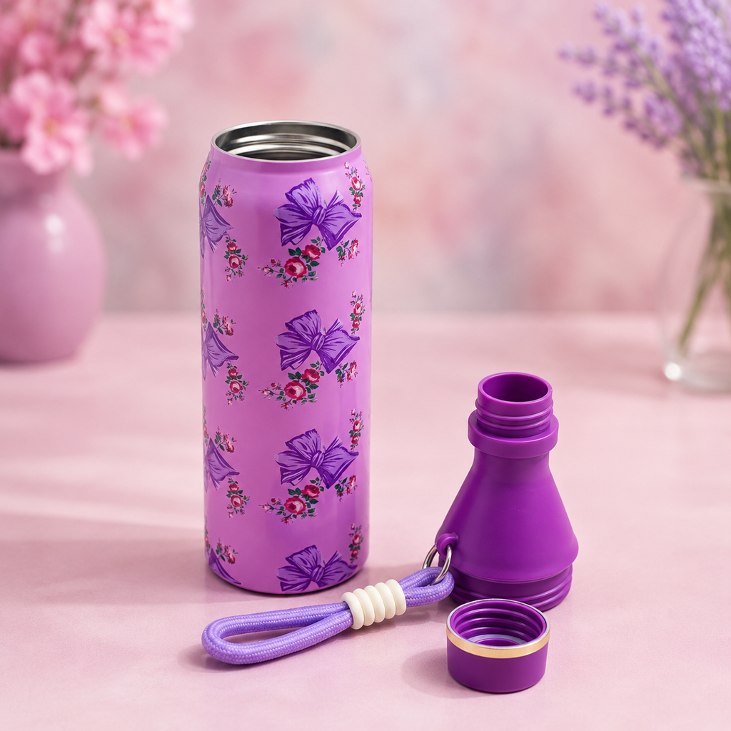 18oz Floral Insulated Water Bottle – Purple