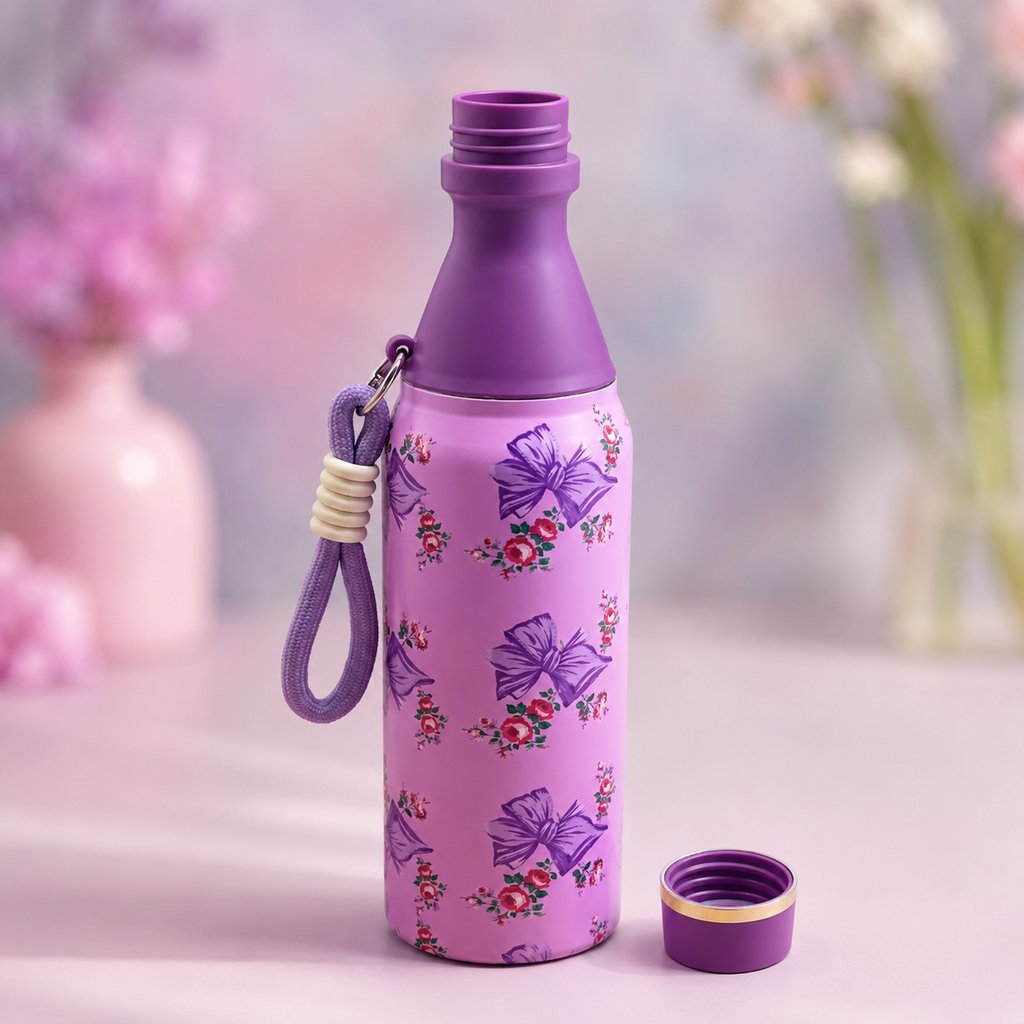 18oz Floral Insulated Water Bottle – Purple