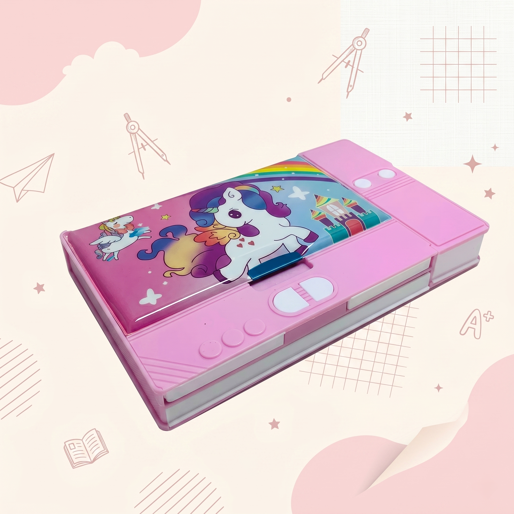 Magical Unicorn Dual-Side Magnetic Pencil Box