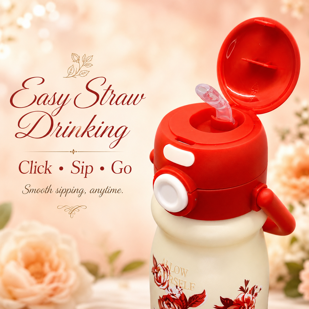 500ml Flower Insulated Steel Bottle – Red