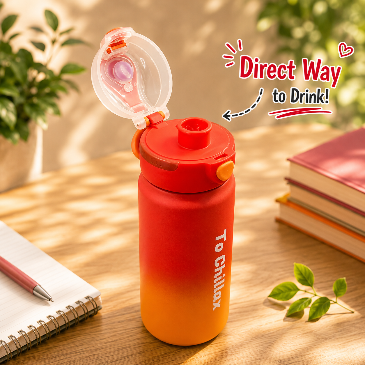 600ml Chillax Insulated Bottle – Red & Orange