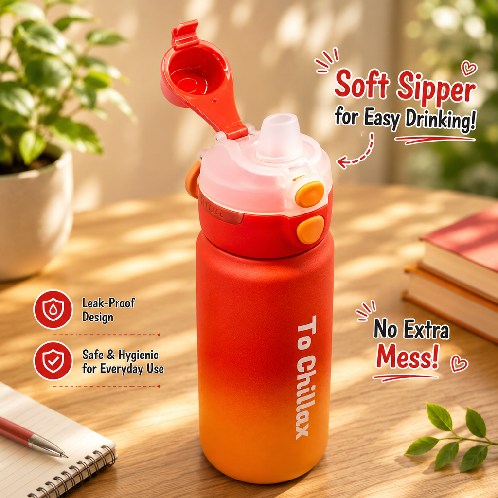 600ml Chillax Insulated Bottle – Red & Orange