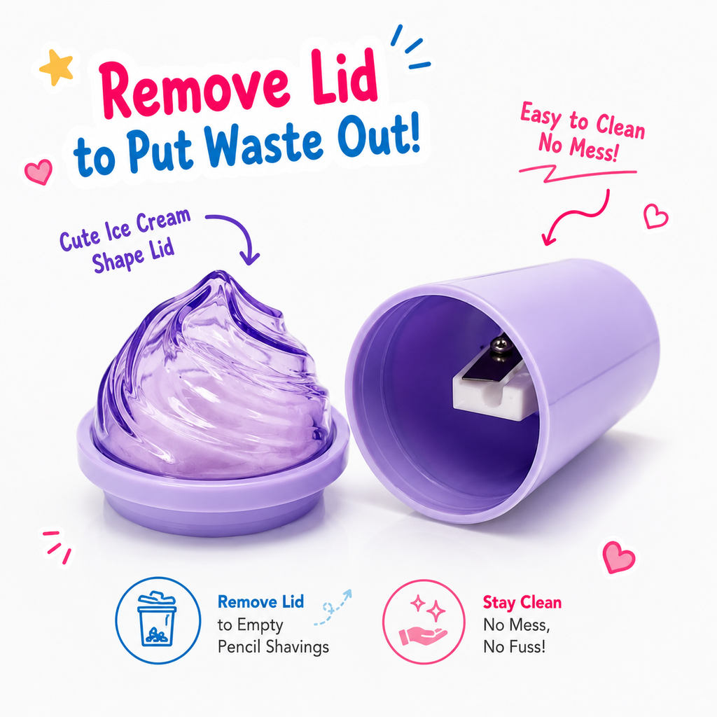 Blueberry Purple 2-in-1 Ice Cream Cup Eraser & Sharpener