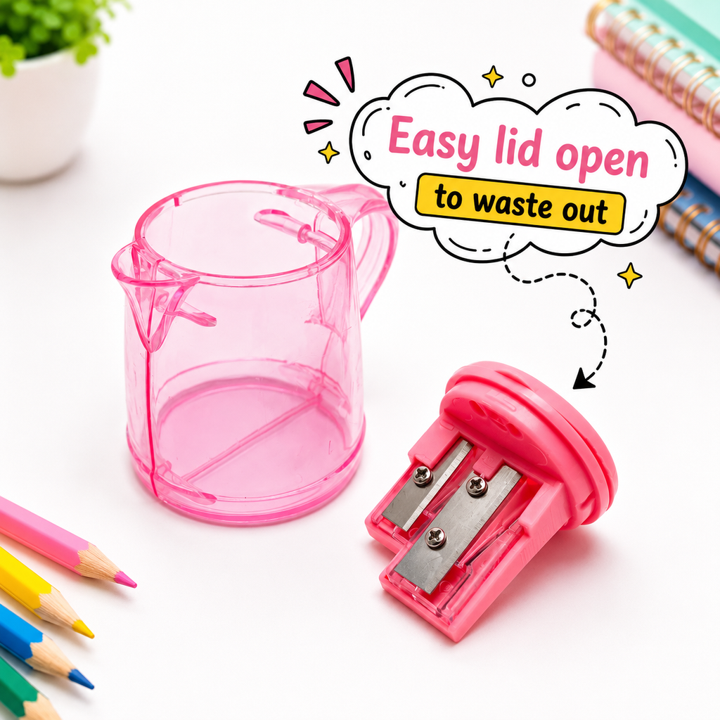 Candy Pink 2-Port Kettle Shape Pencil Sharpener