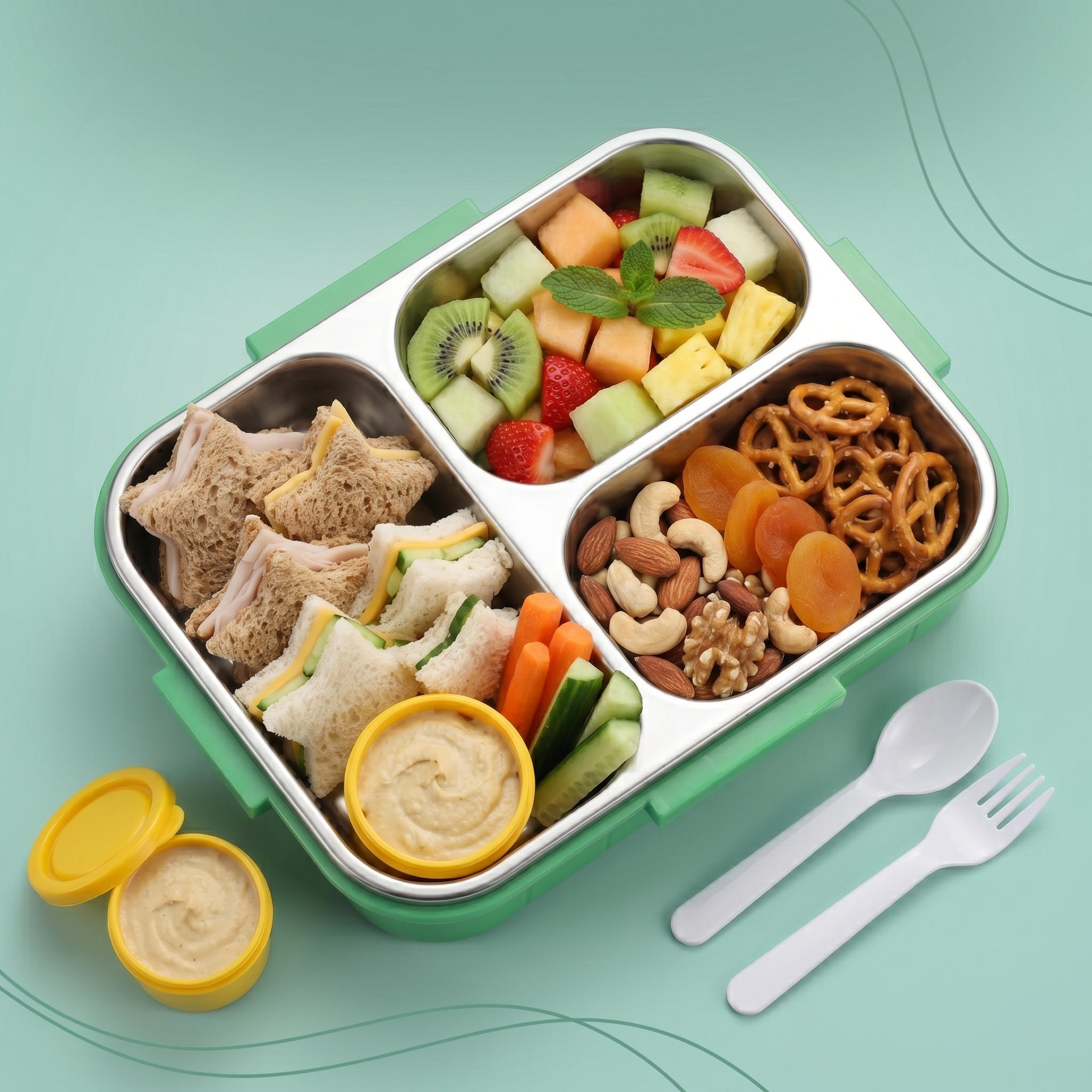 Blue & Green "Retro Gamer" 750ml Premium Kids Bento Box