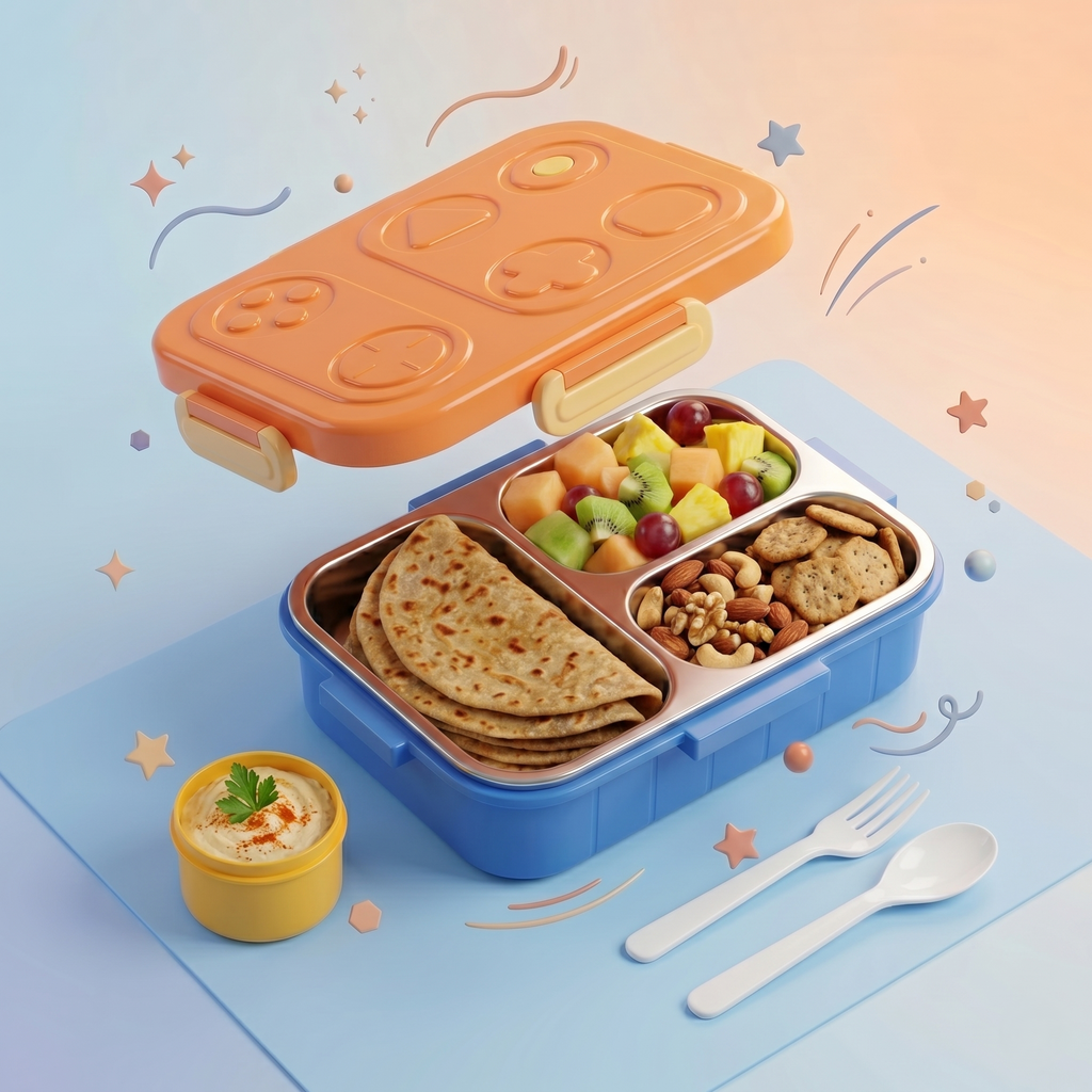 Retro Orange "X-Kid Gamer" 750ml Premium Kids Bento Box