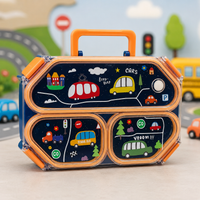 Road Adventure 3-Compartment Leak-Proof Kids Lunch Box with Handle