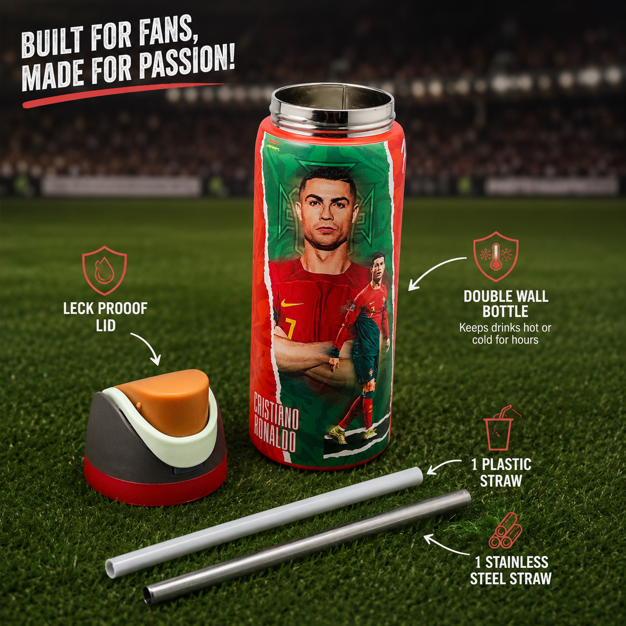Ronaldo Portugal 1000ml Insulated Bottle