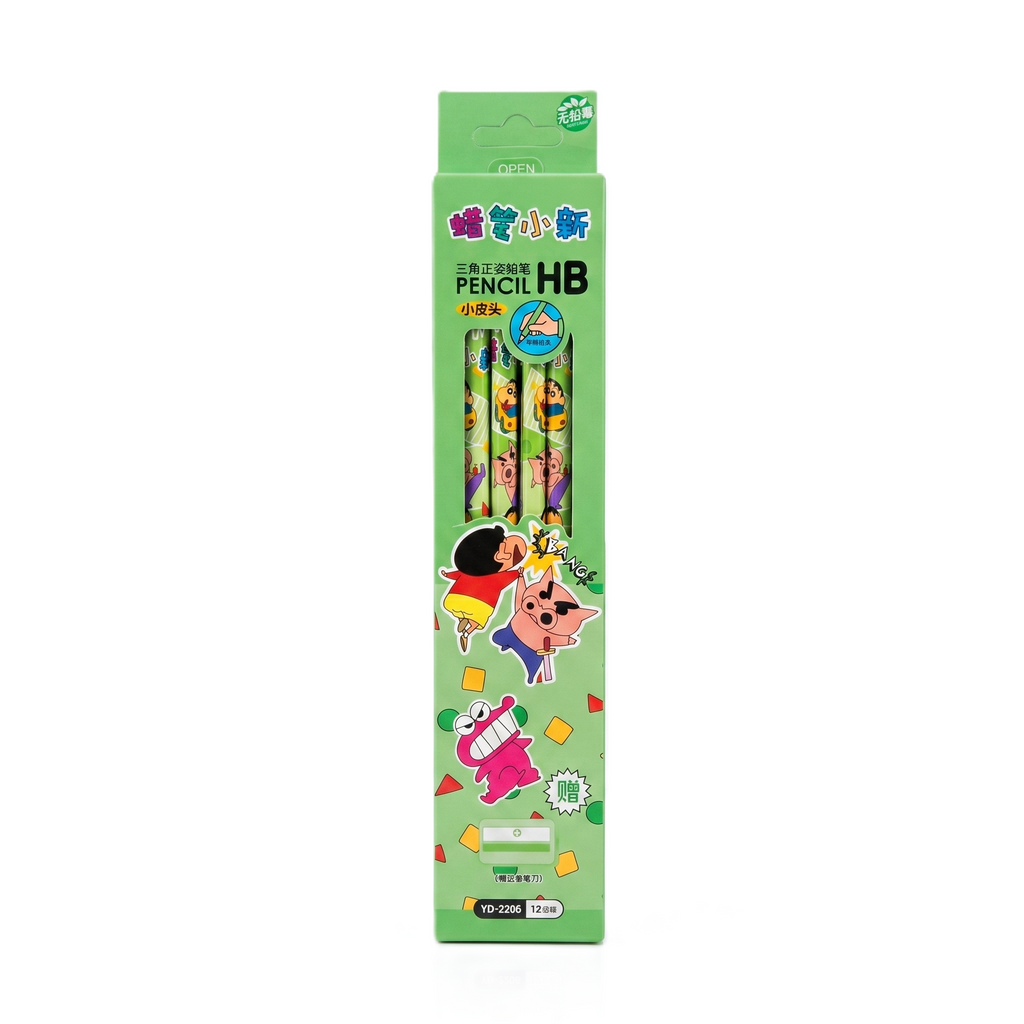 Shinchan Green Premium Wooden Pencil Set