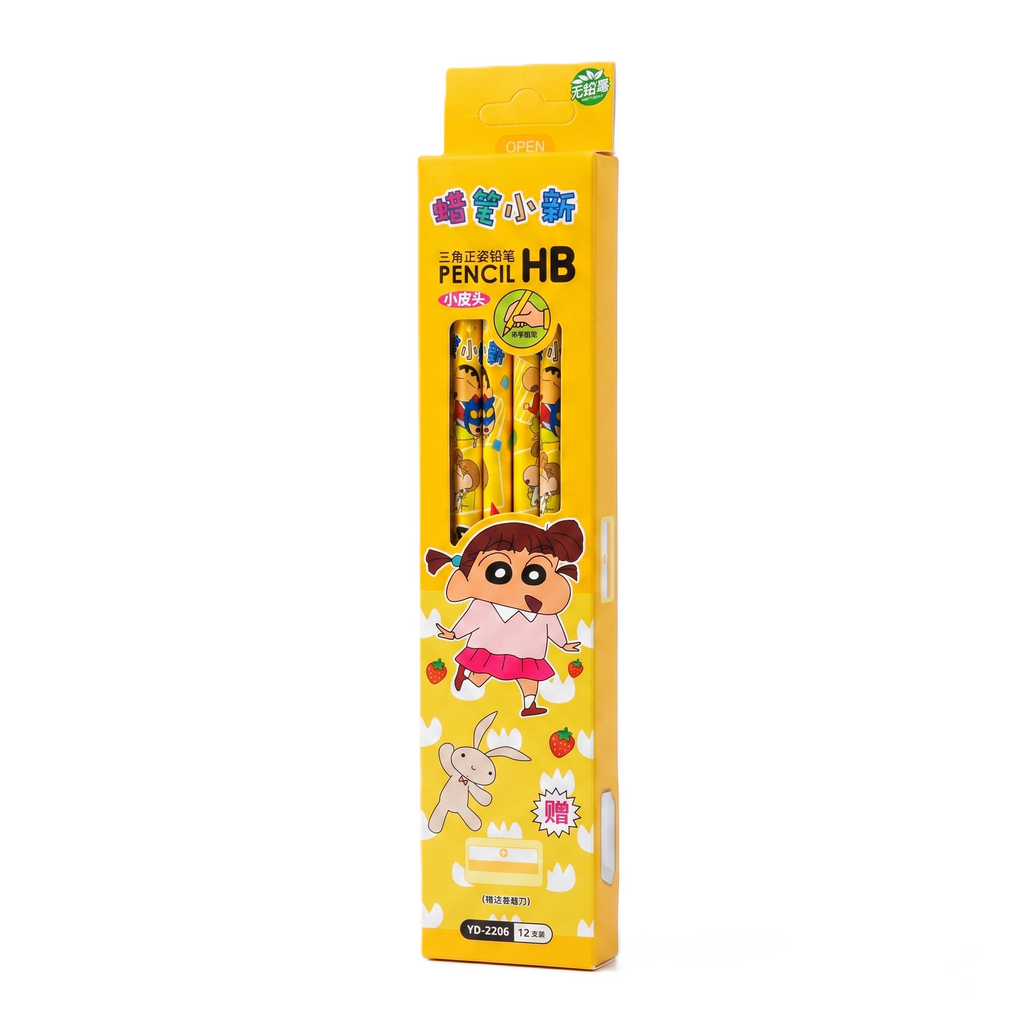 Shinchan Yellow Premium Wooden Pencil Set