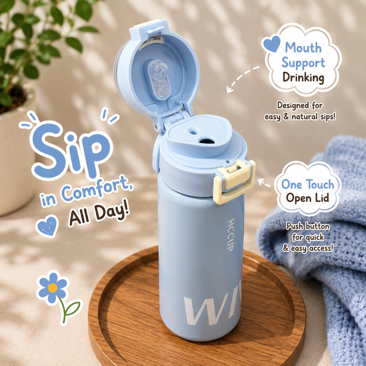 500ml WIN Dual-Drink Bottle – Sky Blue
