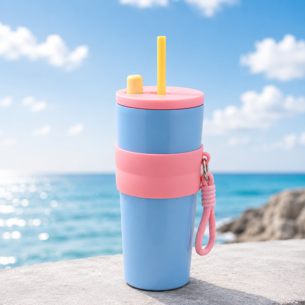 710ml Insulated Steel Sipper – Sky Blue & Pink