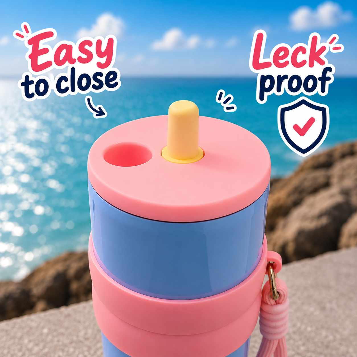710ml Insulated Steel Sipper – Sky Blue & Pink
