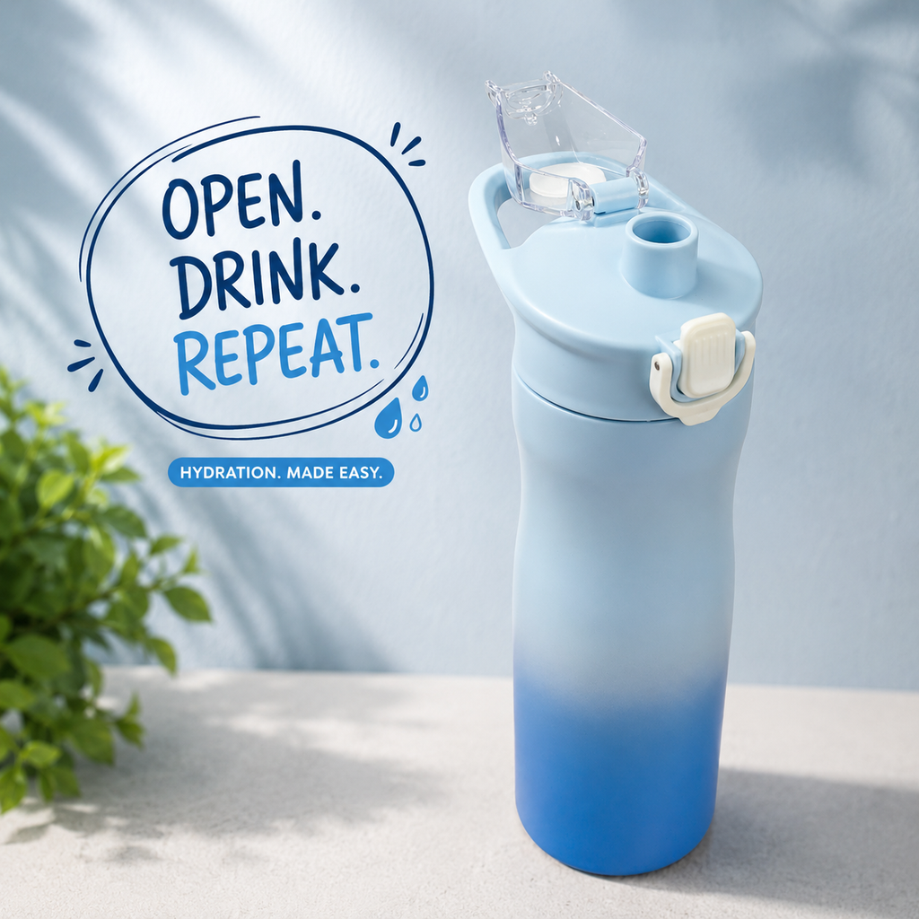 800ml Stainless Steel Sports Bottle – Sky Blue