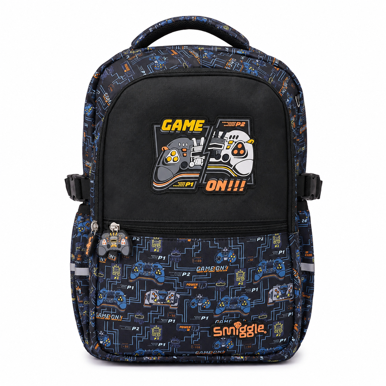 Smiggle Game On 16" School Backpack – Black & Blue Gamer Edition