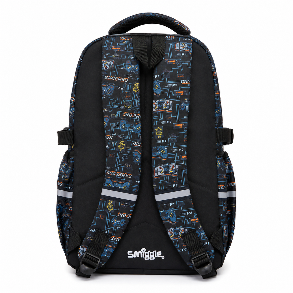 Smiggle Game On 16" School Backpack – Black & Blue Gamer Edition