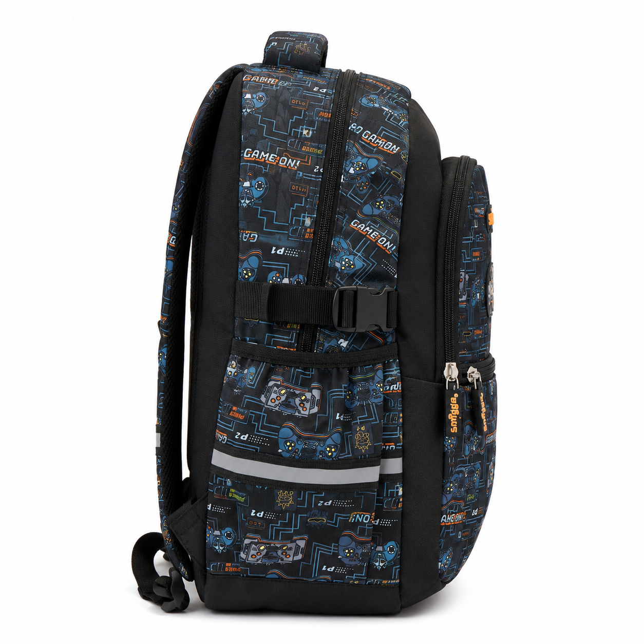 Smiggle Game On 16" School Backpack – Black & Blue Gamer Edition