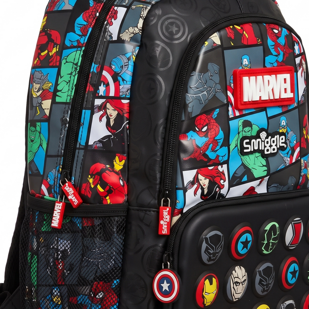 Smiggle x Marvel Avengers 16" School Backpack – Black Comic Edition