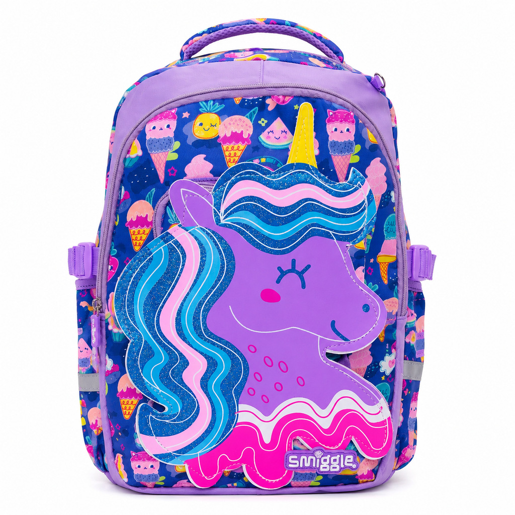 Smiggle Sweet Treat Unicorn 16" School Backpack – Purple & Blue