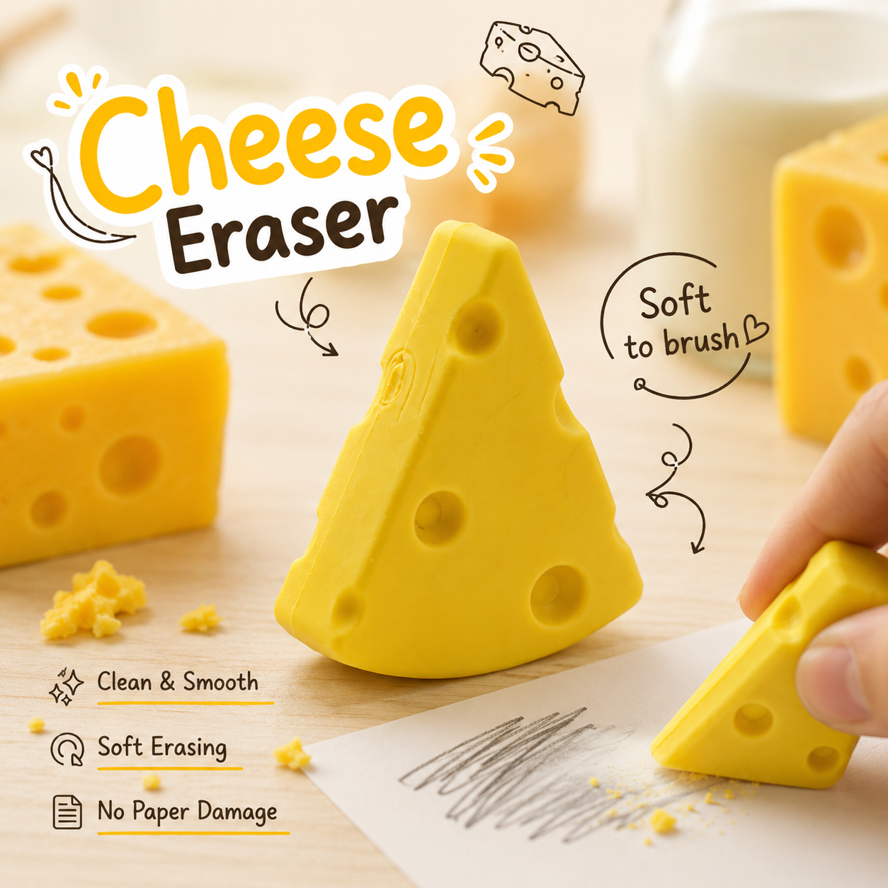 3D Swiss Cheese Wedge Eraser