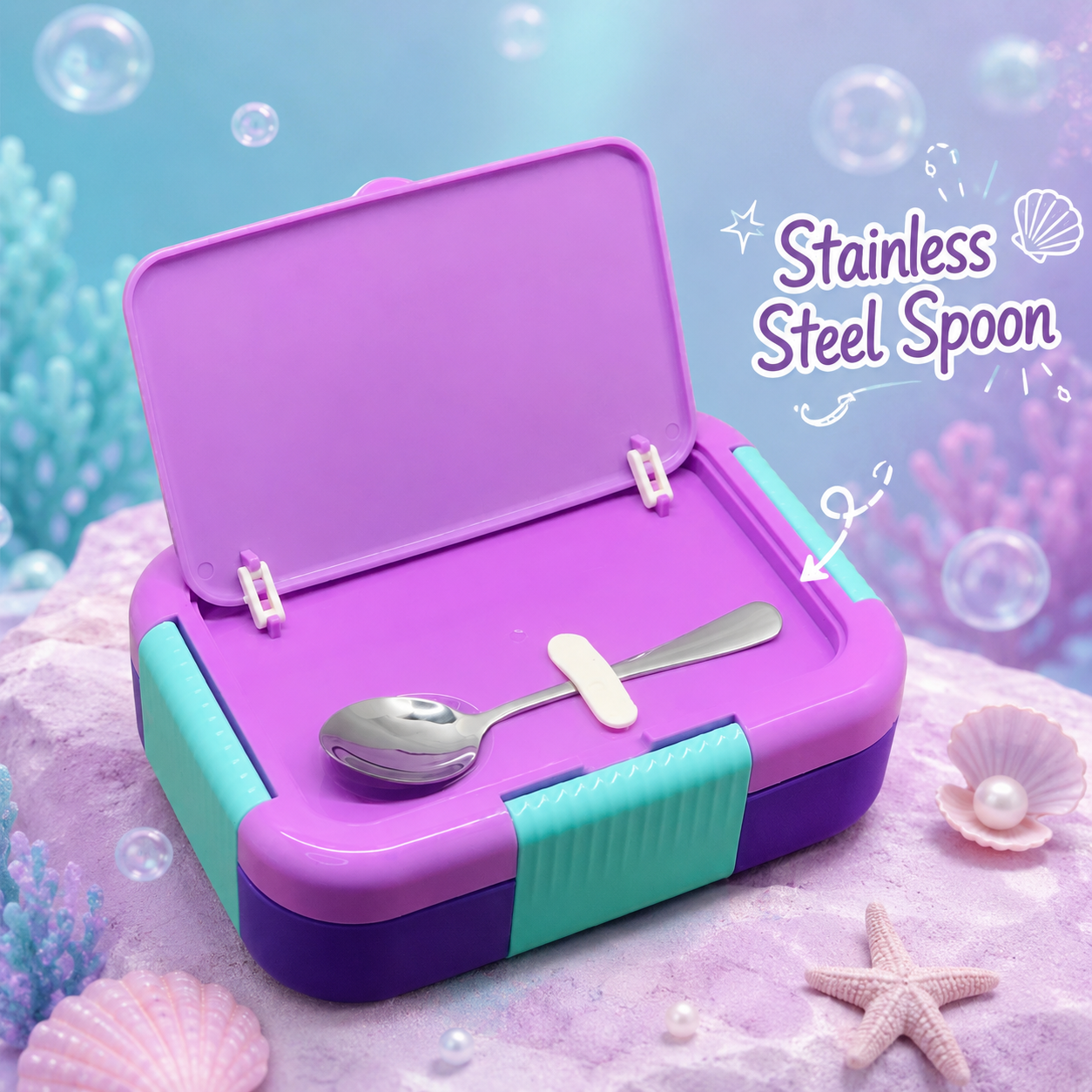 Premium Stainless Steel Kids Bento Box (Mermaid Theme)