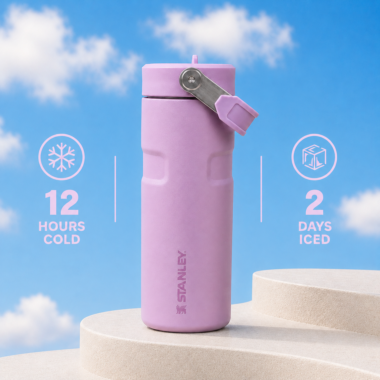 Stanley IceFlow Flip Straw 2.0 Water Bottle (16 oz) | Lilac Purple