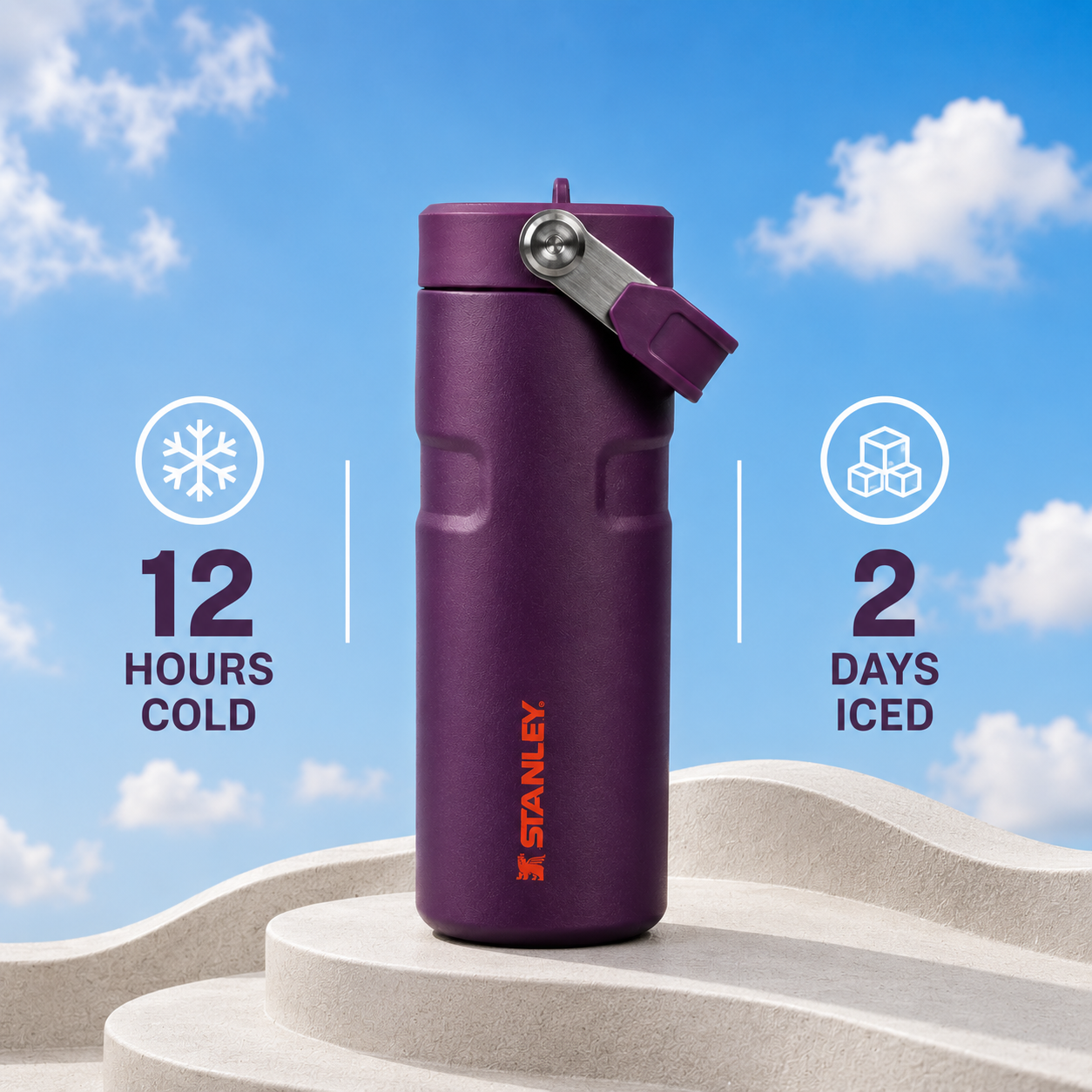 Stanley IceFlow Flip Straw 2.0 Water Bottle (16 oz) | Plum