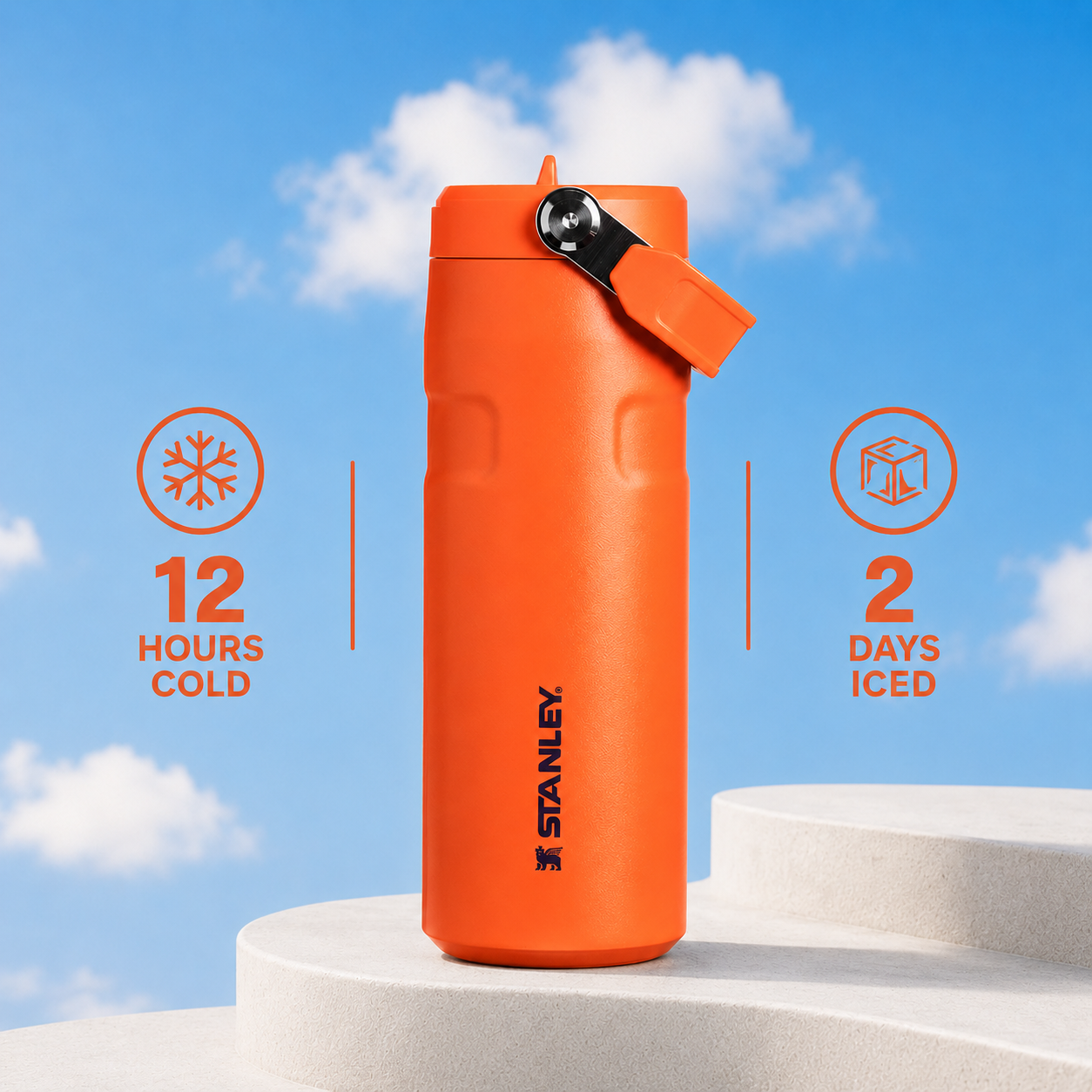 Stanley IceFlow Flip Straw 2.0 Water Bottle (16 oz) | Tigerlily Orange