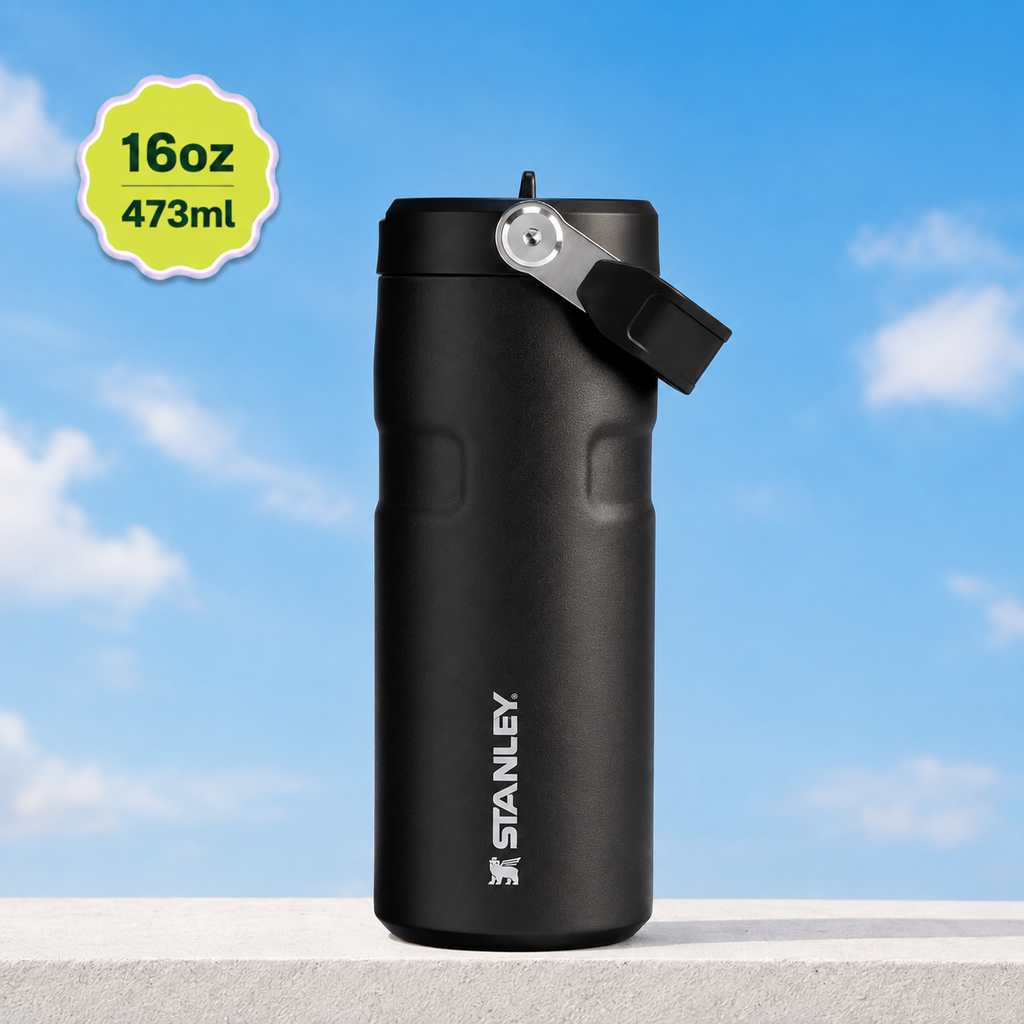Stanley IceFlow Flip Straw 2.0 Water Bottle (16 oz) | Onyx Black