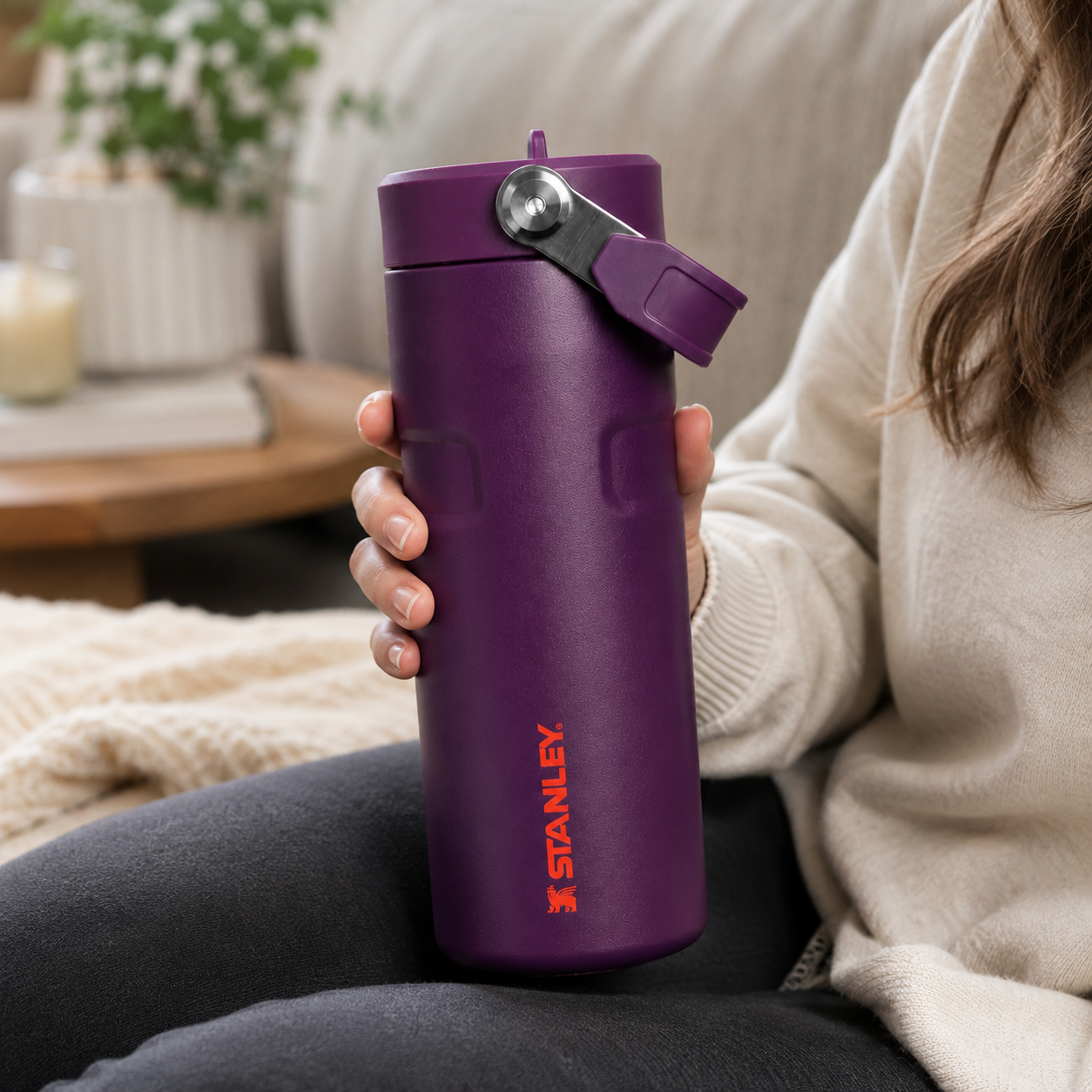 Stanley IceFlow Flip Straw 2.0 Water Bottle (16 oz) | Plum