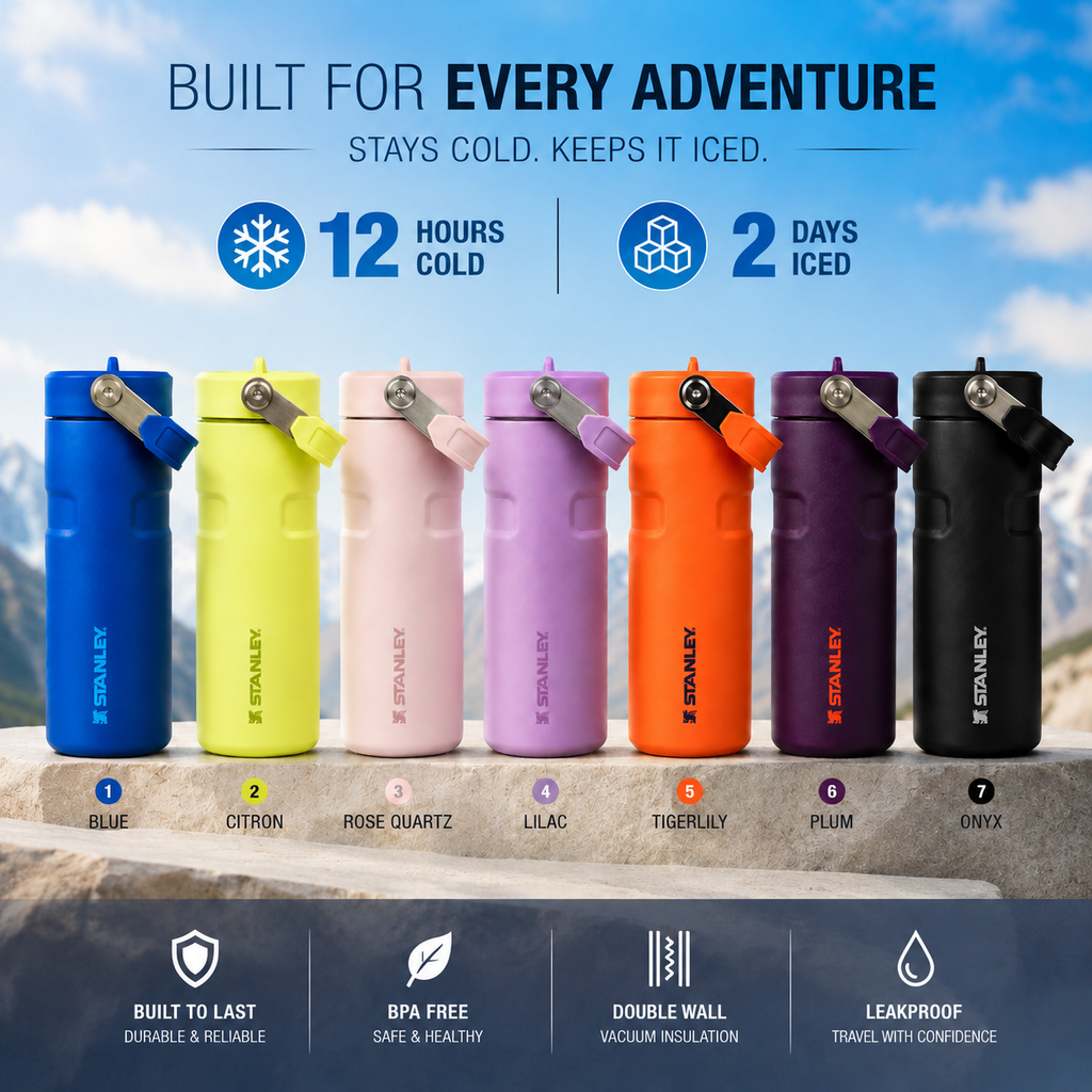 Stanley IceFlow Flip Straw 2.0 Water Bottle (16 oz) | Tigerlily Orange