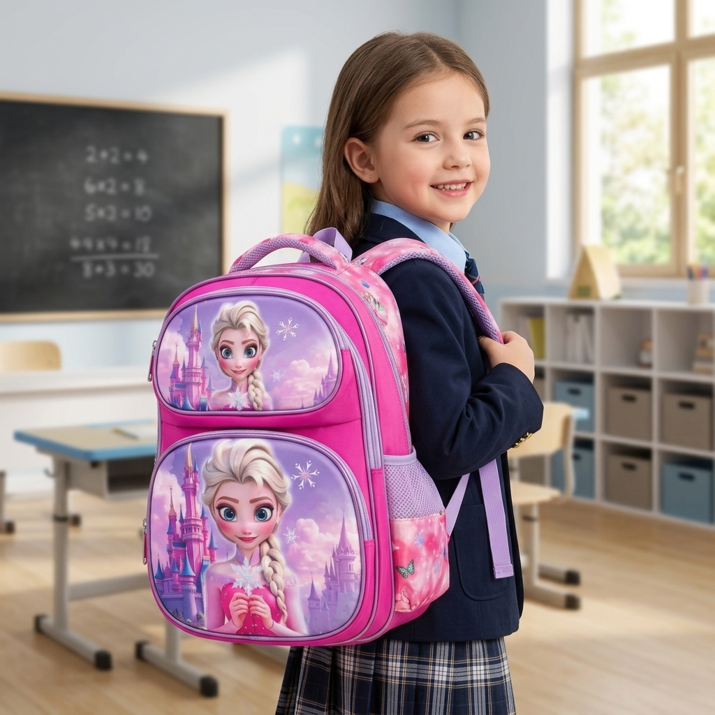 16" Disney Frozen Elsa Large School Backpack | Ergonomic Multi-Pocket Princess Bag for Girls