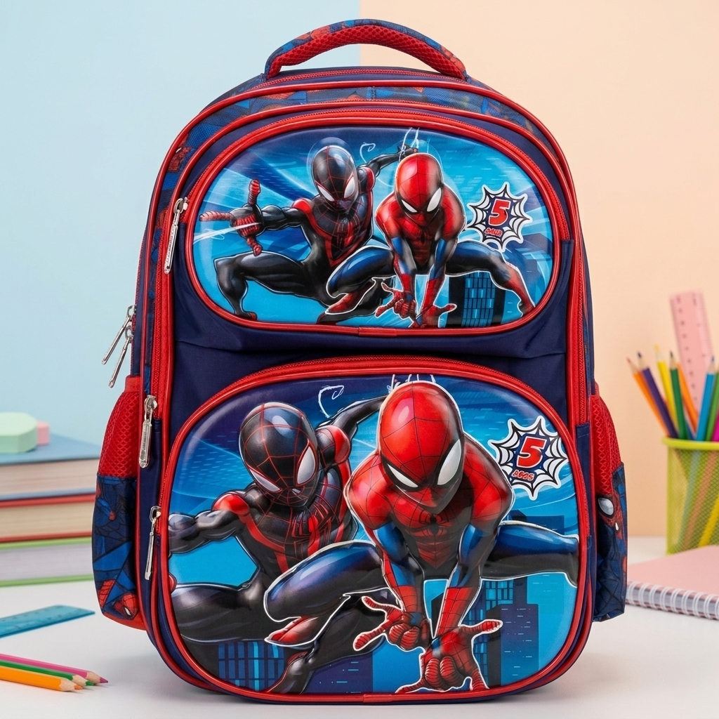 16" Spider-Man 3-Compartment Large Backpack | Ergonomic Marvel Avengers School Bag for Kids