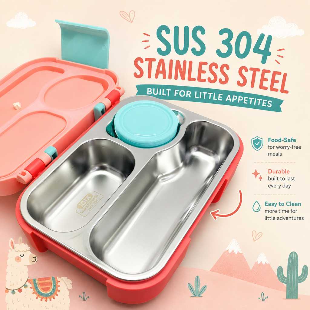 Premium Stainless Steel Kids Bento Box (Mud Horse Theme)
