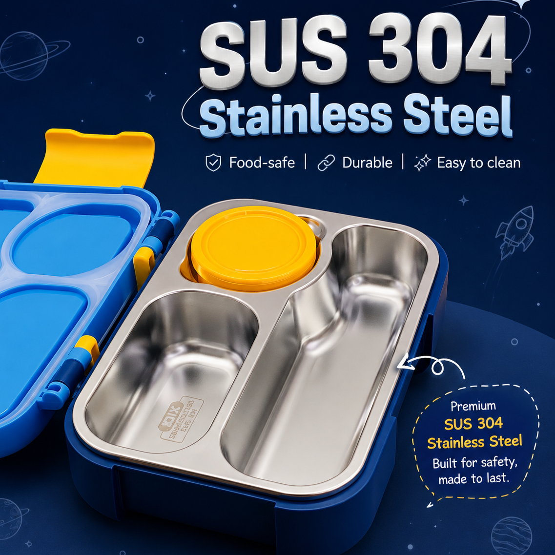 Premium Stainless Steel Kids Bento Box (Space Explorer)