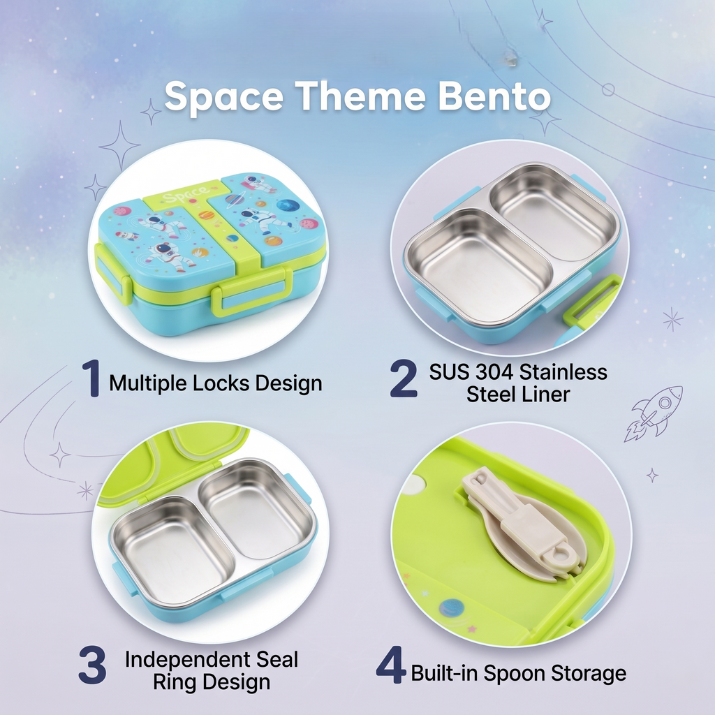 "Cosmic Galaxy" 2-Compartment SUS 304 Insulated Kids Lunch Box