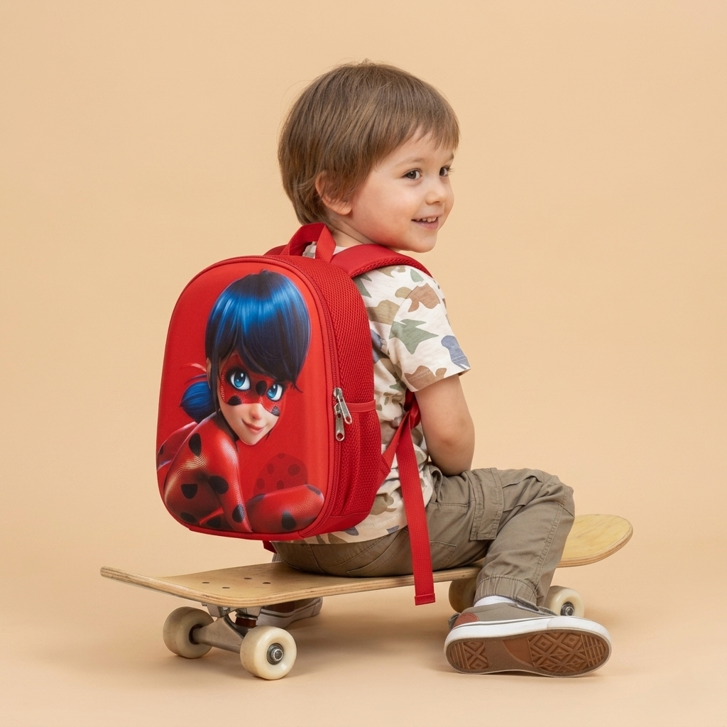 12" Ladybug 3D Toddler Backpack | Ergonomic Preschool Bag for Girls & Boys